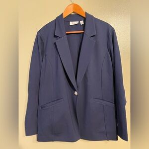 Tailored Susan Graver Ponte 350 Notch Collar  Navy Blazer Office LP